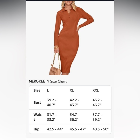 NWT Merokeety Ribbed Sweater in Brown XL - Picture 3 of 5